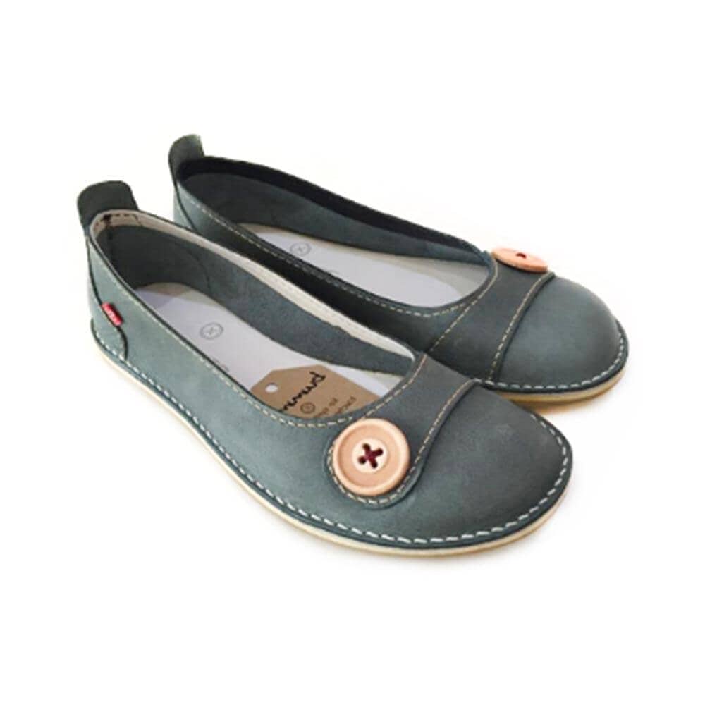 Bummel Zuri Leather Ballerina Shoe - Storm Shoes Bummel 2 button