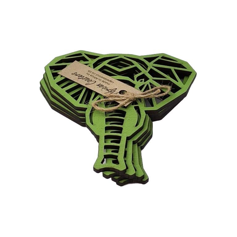 Cape Lasercut Elephant Coaster Sets Tableware Cape Lasercut green