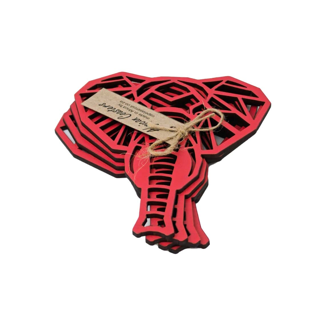Cape Lasercut Elephant Coaster Sets Tableware Cape Lasercut red