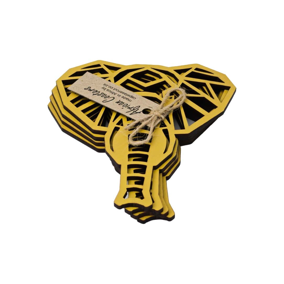 Cape Lasercut Elephant Coaster Sets Tableware Cape Lasercut yellow
