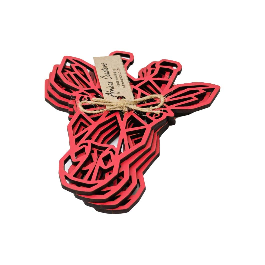 Cape Lasercut Giraffe Coaster Sets Tableware Cape Lasercut red