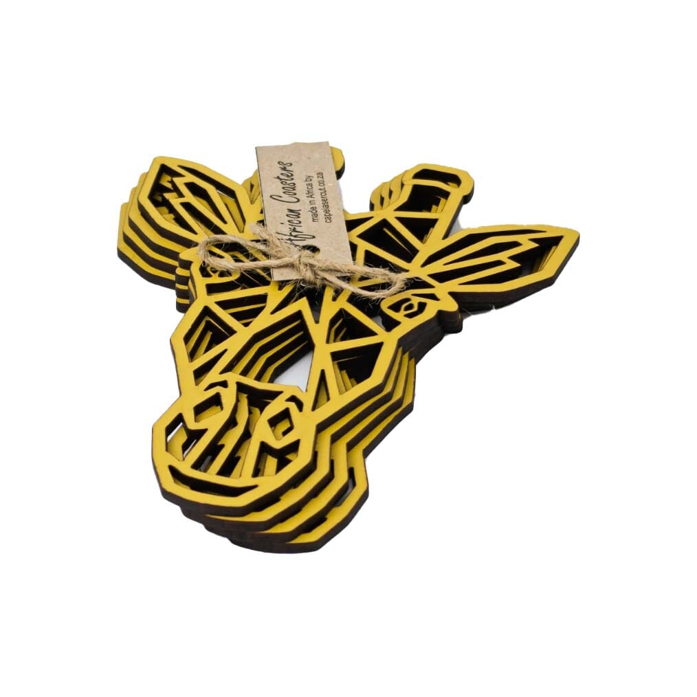 Cape Lasercut Giraffe Coaster Sets Tableware Cape Lasercut yellow