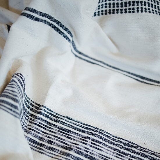 Ecru Adwa Woven Bath Towel - Navy Bathroom Accessories Ecru natural/navy
