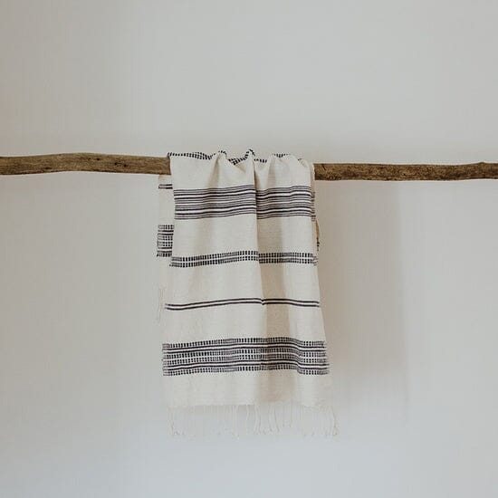 Ecru Adwa Woven Hand Towel - Navy Bathroom Accessories Ecru natural/navy