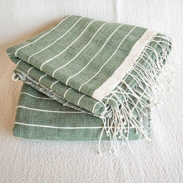 Ecru Pinstripe Woven Bath Towel - Go Green Bathroom Accessories Ecru