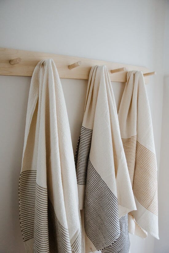 Ecru Skaap Woven Bath Towel - Charcoal Bathroom Accessories Ecru