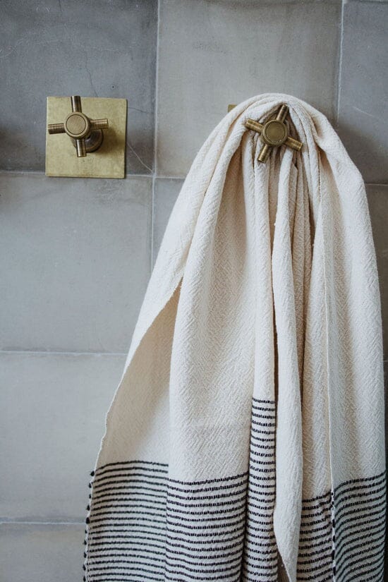 Ecru Skaap Woven Bath Towel - Charcoal Bathroom Accessories Ecru