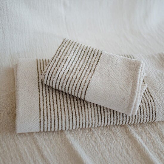 Ecru Skaap Woven Hand Towel - Olive Bathroom Accessories Ecru