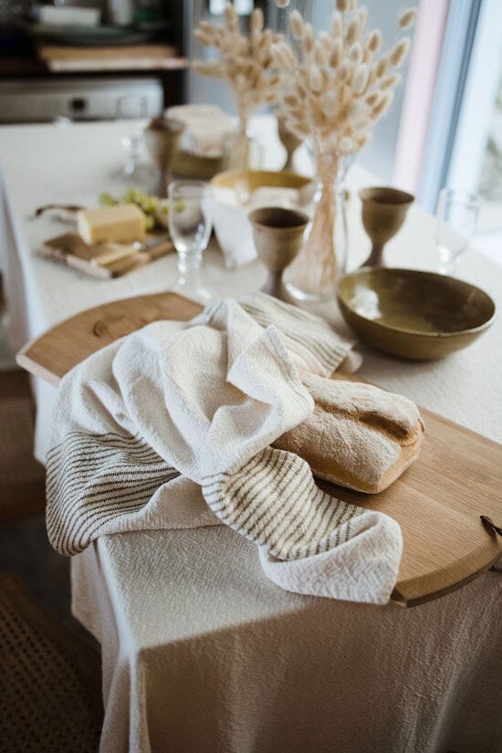 Ecru Skaap Woven Tablecloth - Mustard Kitchen Textiles Ecru