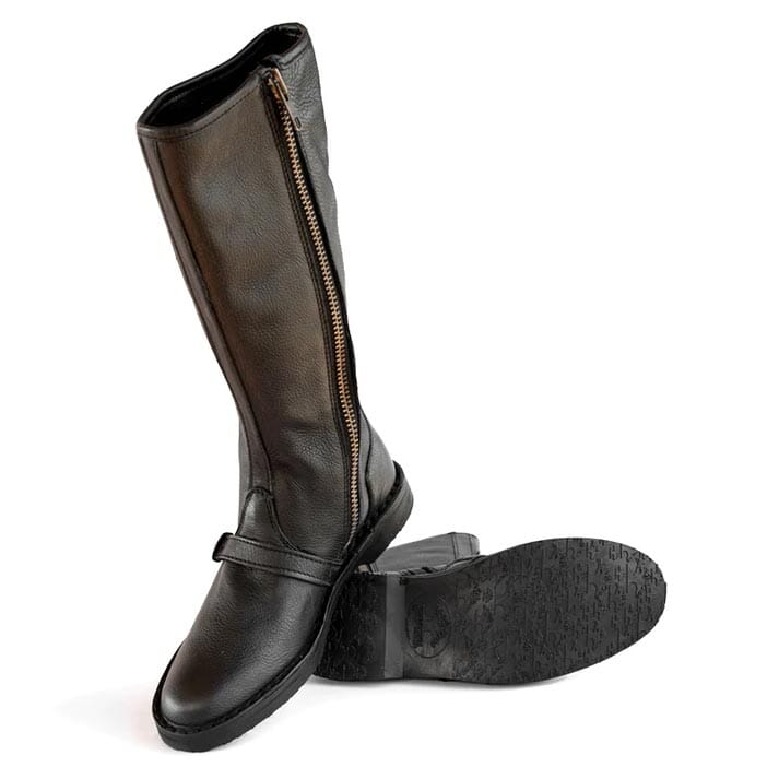 Groundcover Alpine Ladies Black Long Leather Boots Boots Groundcover