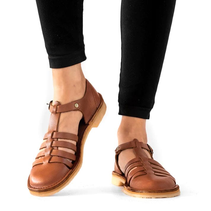 Groundcover Grandpa Ladies Tan Leather Sandal Sandals Groundcover