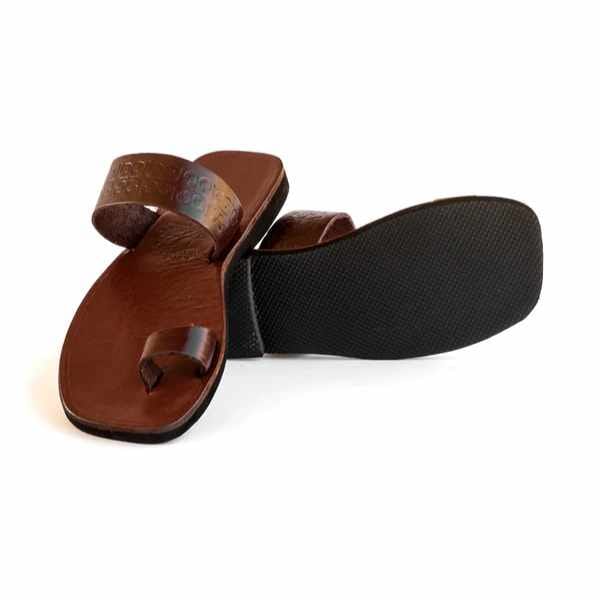 Groundcover Ladies Guru Leather Sandal - Brown Sandals Groundcover