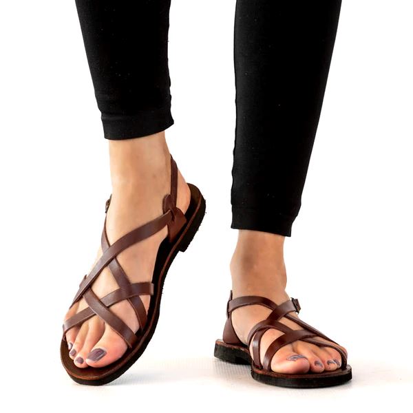 Groundcover Ladies Sandy Leather Sandal - Brown Sandals Groundcover