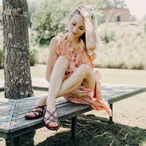 Groundcover Ladies Sandy Leather Sandal - Brown Sandals Groundcover