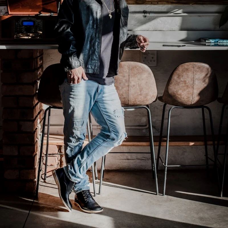 Groundcover Thuli Mens Leather Shoes - Black Boots Groundcover