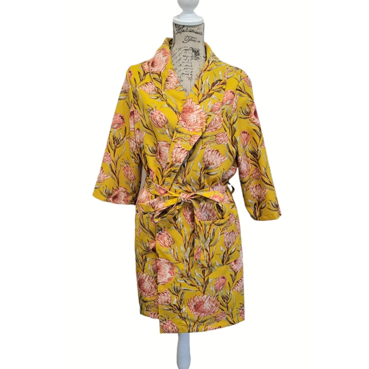 Tradishnal Ladies Printed Gowns Sleepwear TraDishNal Yellow Protea small / medium