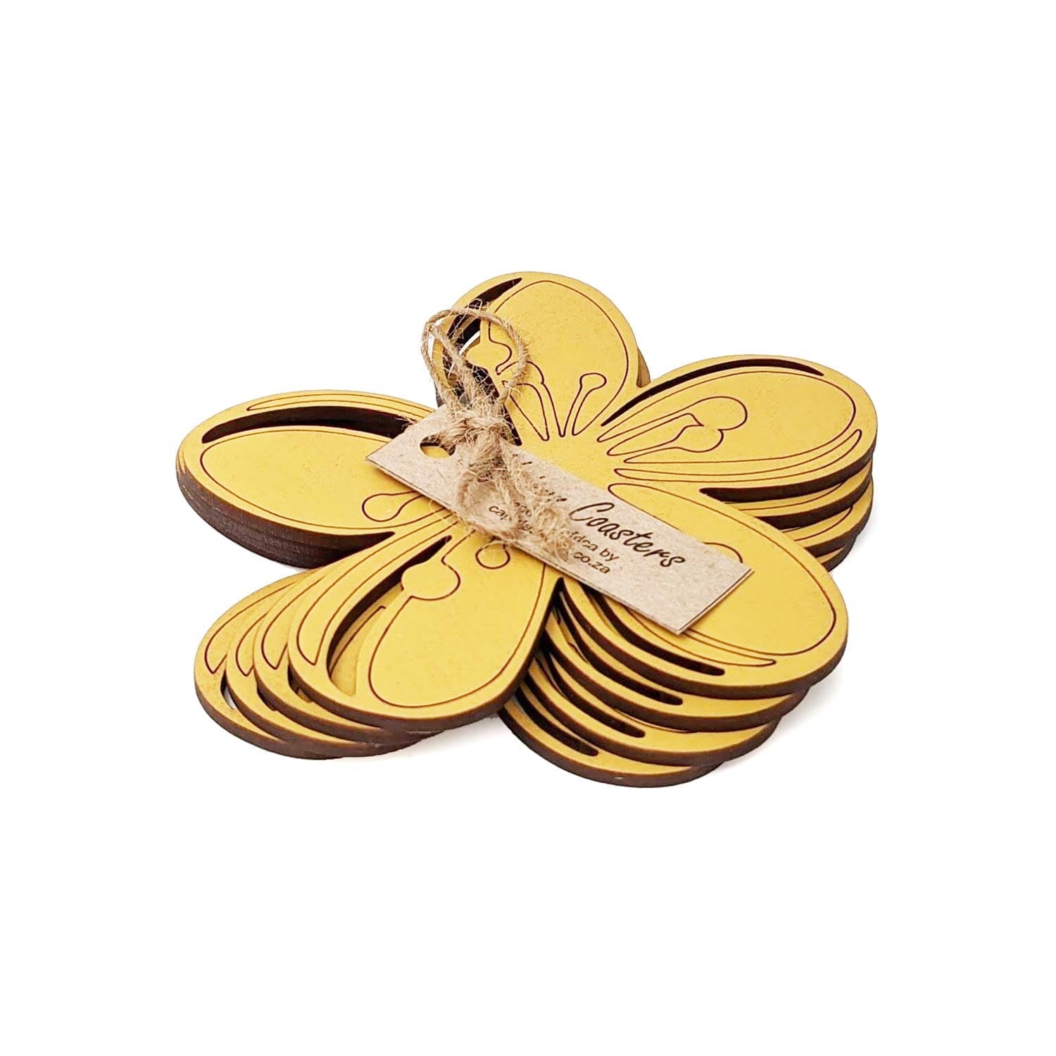 Cape Lasercut African Iris Coaster Sets Tableware Cape Lasercut yellow