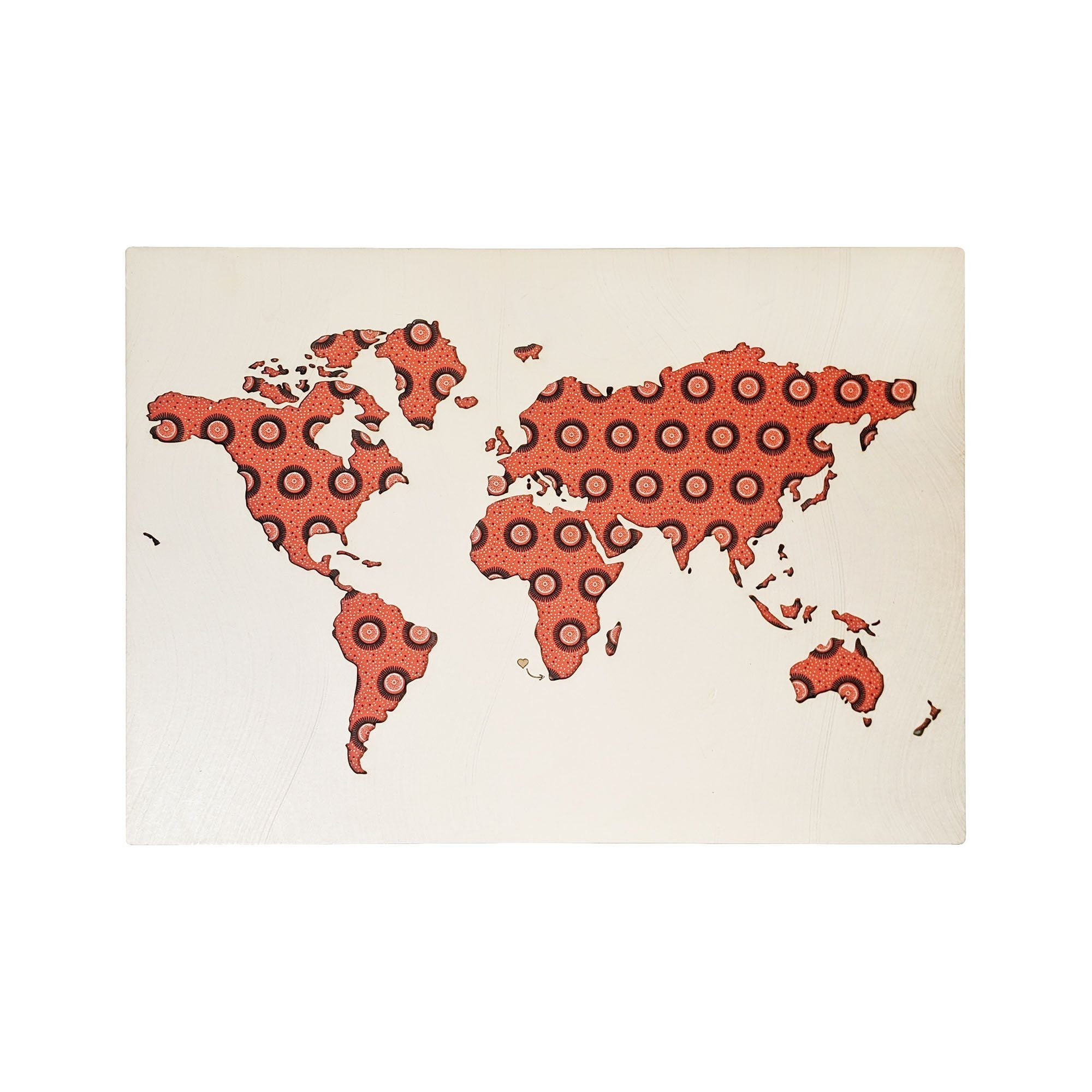 Cape Lasercut Medium World Map Shweshwe Fabric Wall Decor Wall Décor & Art Cape Lasercut
