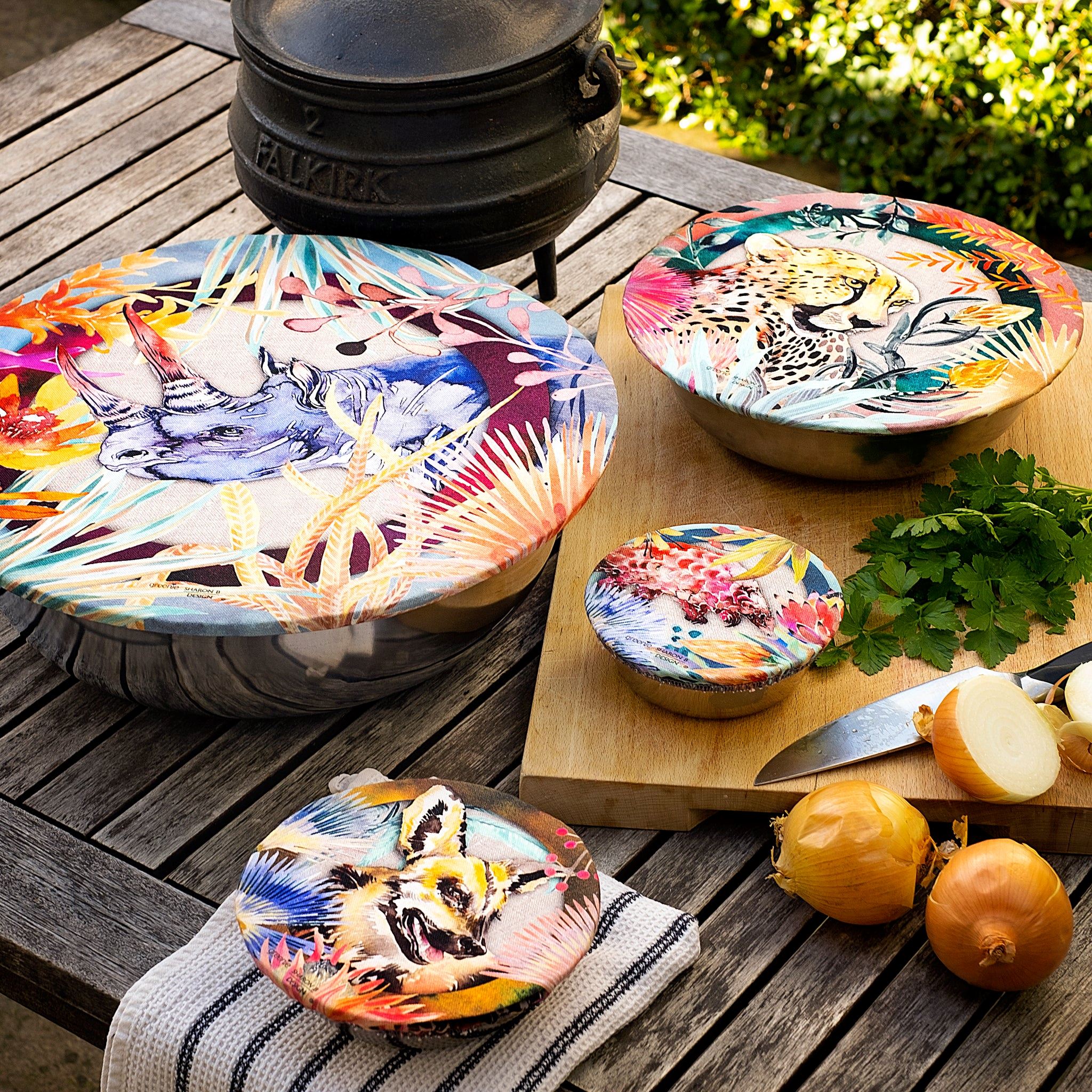 Greenie Food Covers Endangered Species Set of 4 Food Storage Greenie