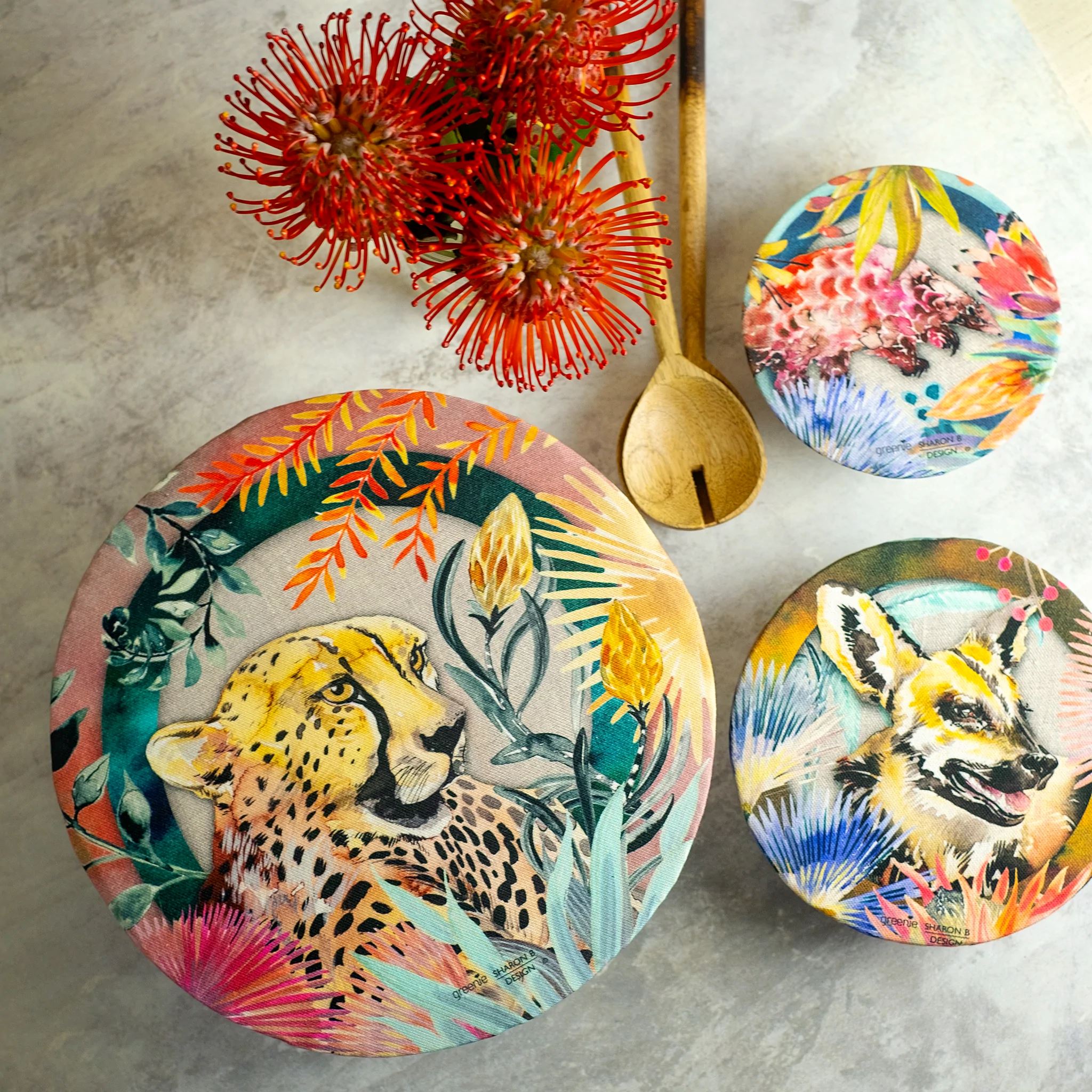 Greenie Food Covers Endangered Species Set of 4 Food Storage Greenie