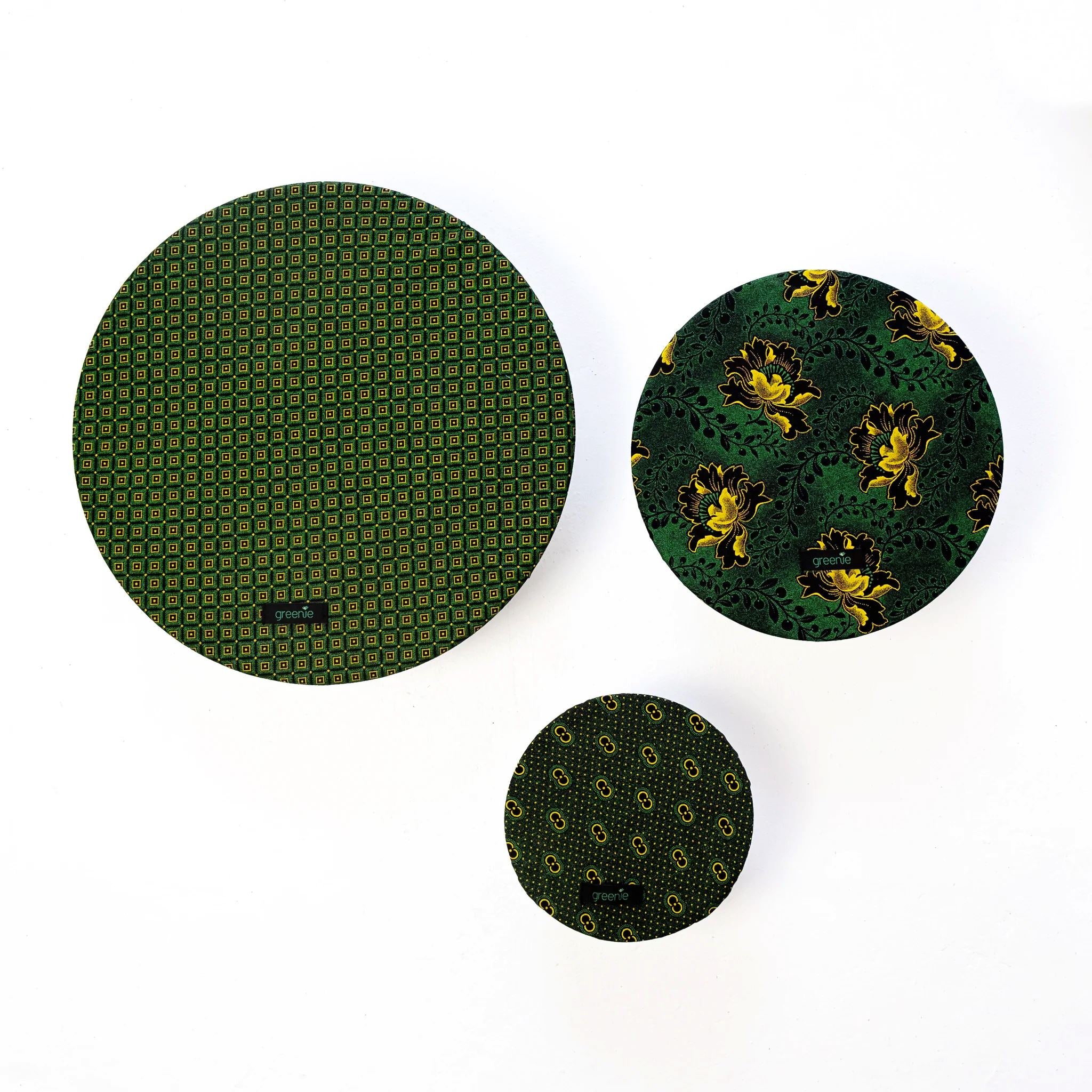 Greenie Food Covers Shweshwe Set of 3 Food Storage Greenie Green