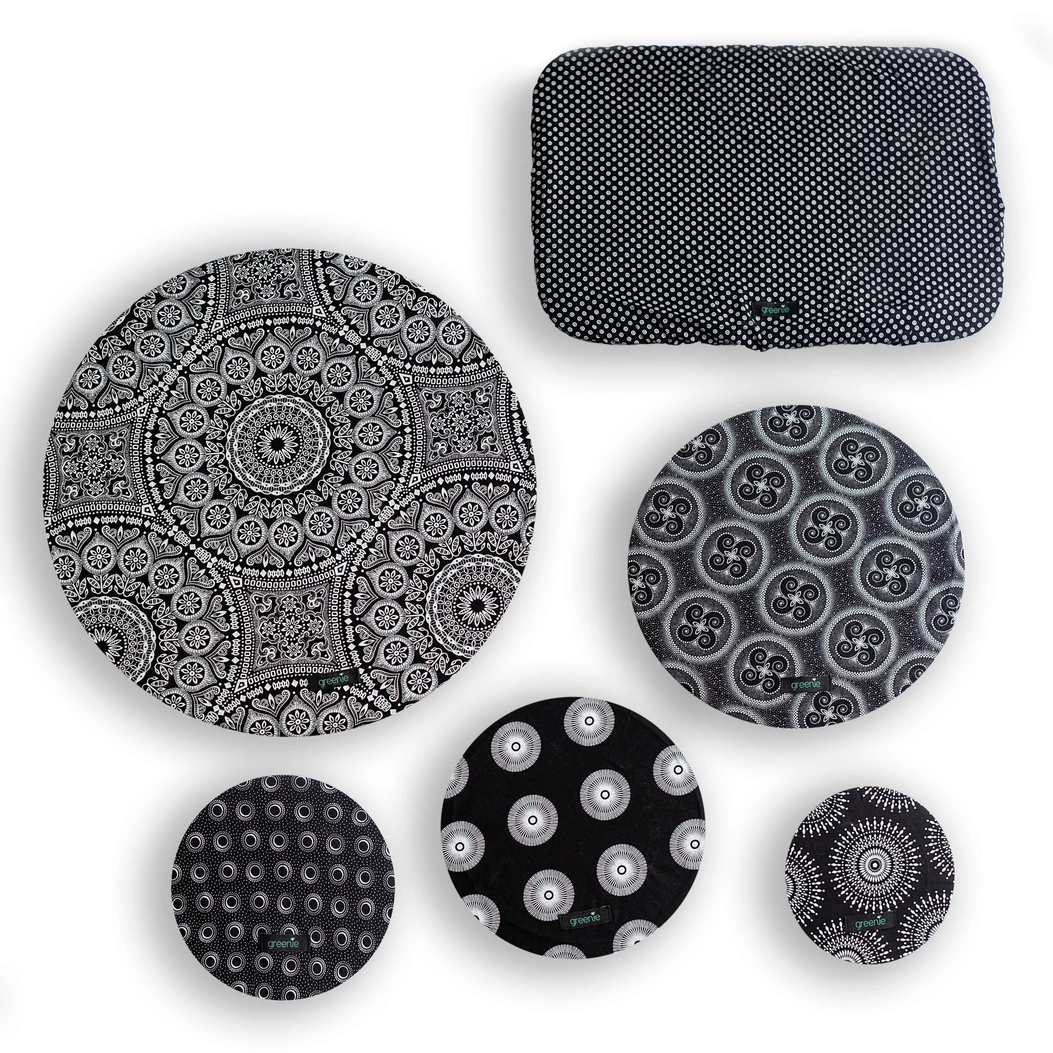 Greenie Food Covers Shweshwe Set of 6 Food Storage Greenie Black