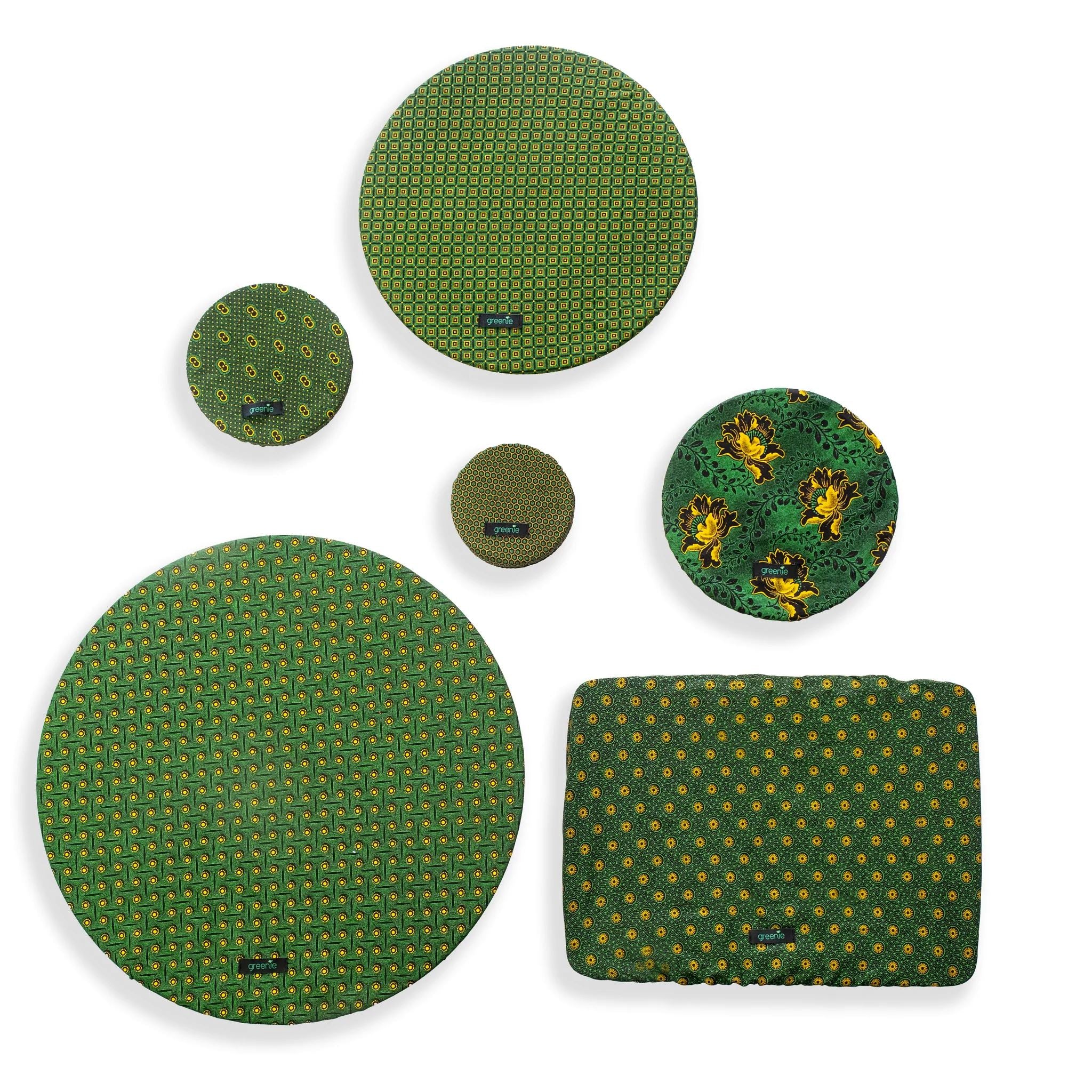 Greenie Food Covers Shweshwe Set of 6 Food Storage Greenie Green