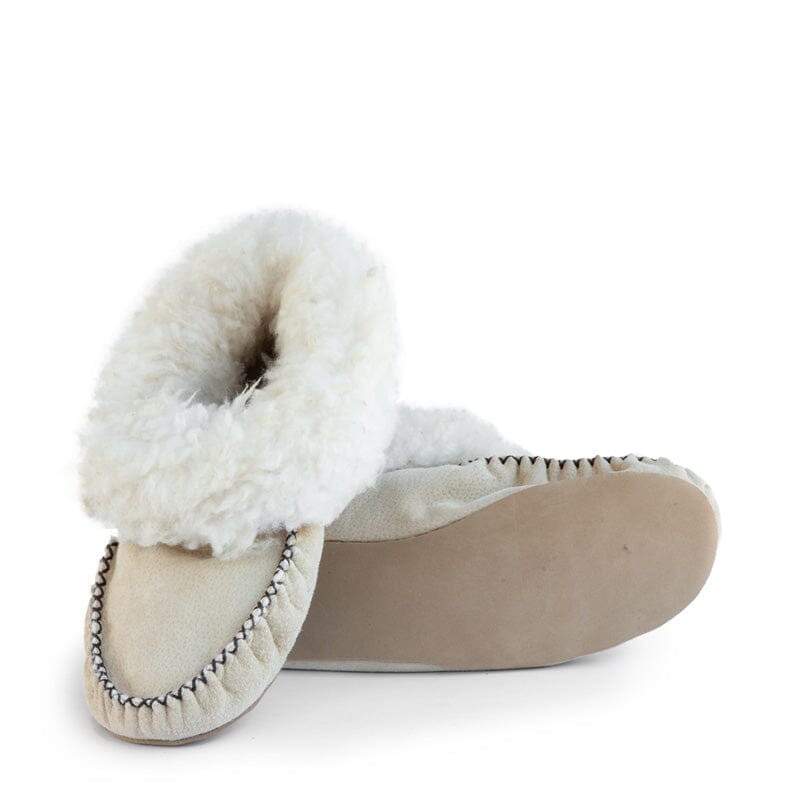 Groundcover Beige Sheepskin & Wool Moccasin Slippers Slippers Groundcover 