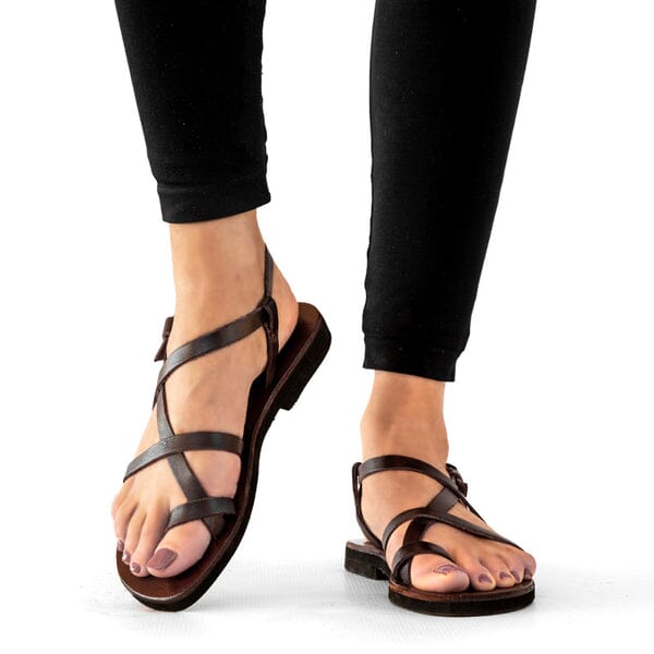 Groundcover Ladies Toe-Strap Leather Sandal Brown Made by Artisans