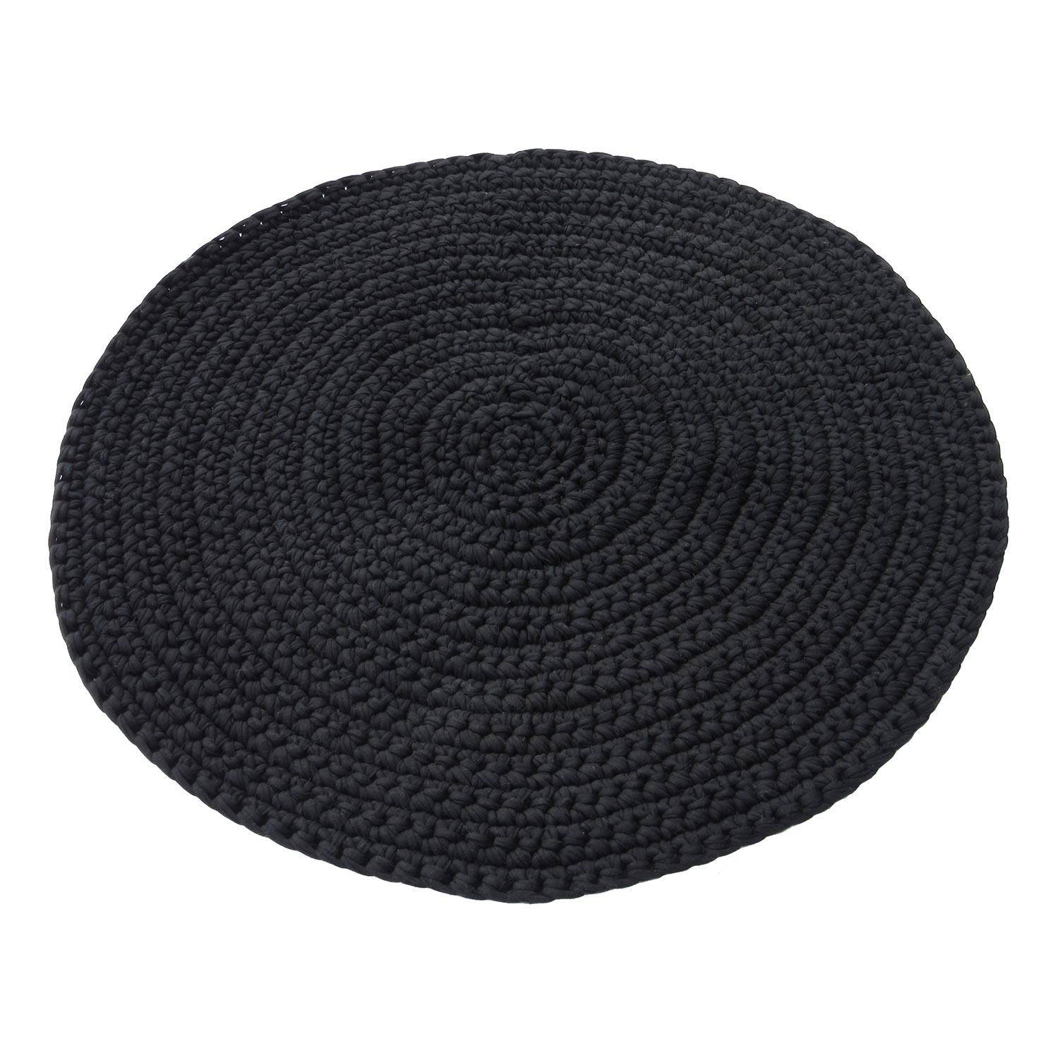 H18 Cotton Crochet Round Mats Rugs & Mats H18 Foundation Black 80cm