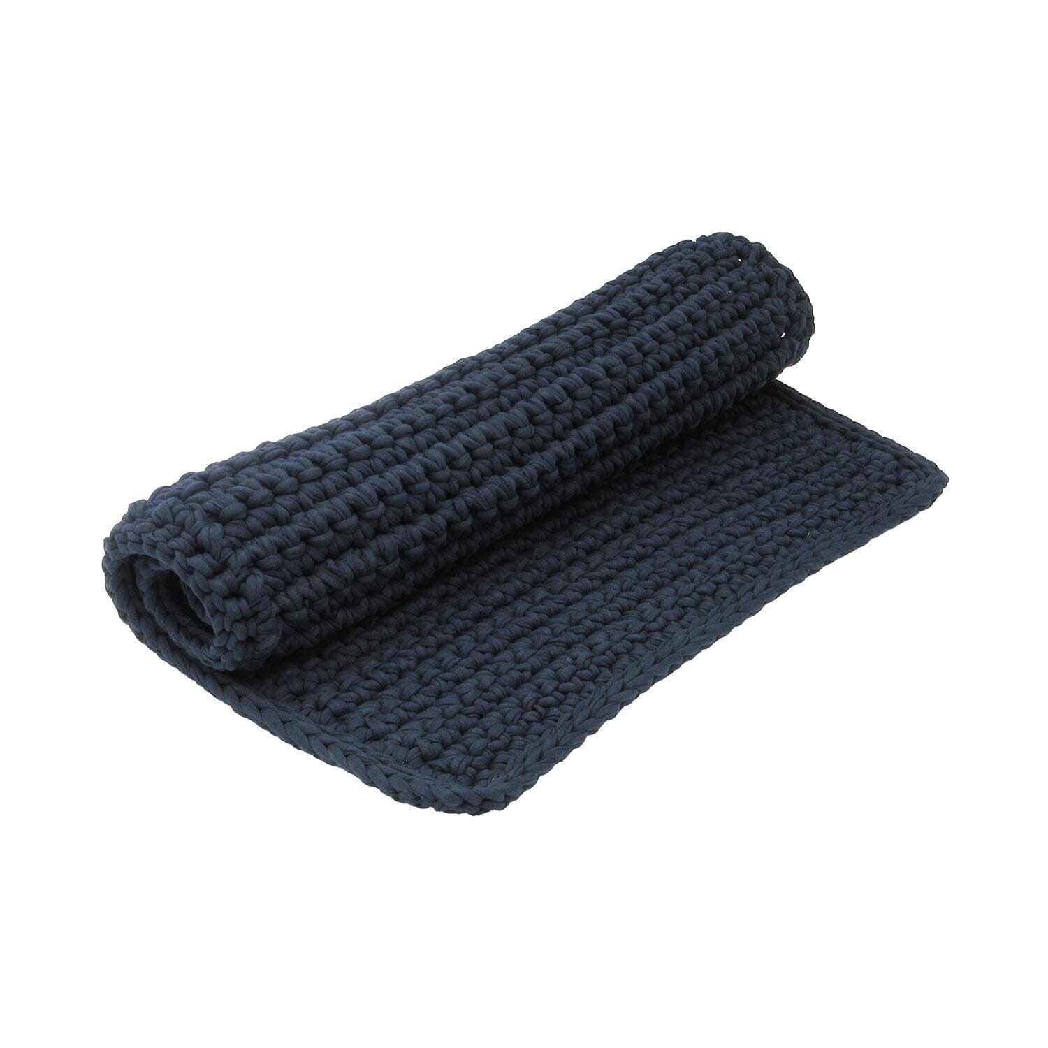 H18 Navy Blue Cotton Crochet Bathmat Rugs & Mats H18 Foundation