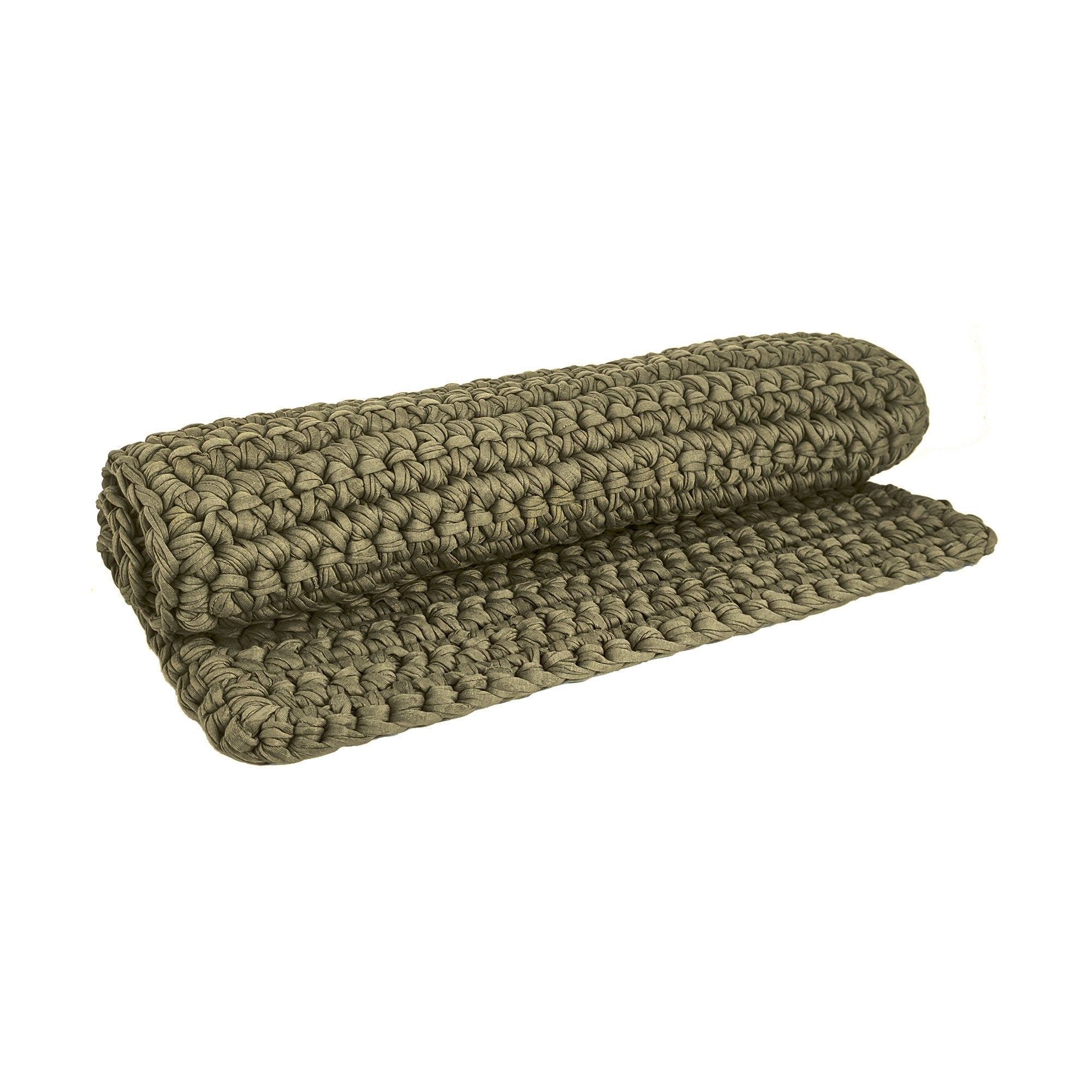 H18 Olive Green Cotton Crochet Bathmat Rugs & Mats H18 Foundation