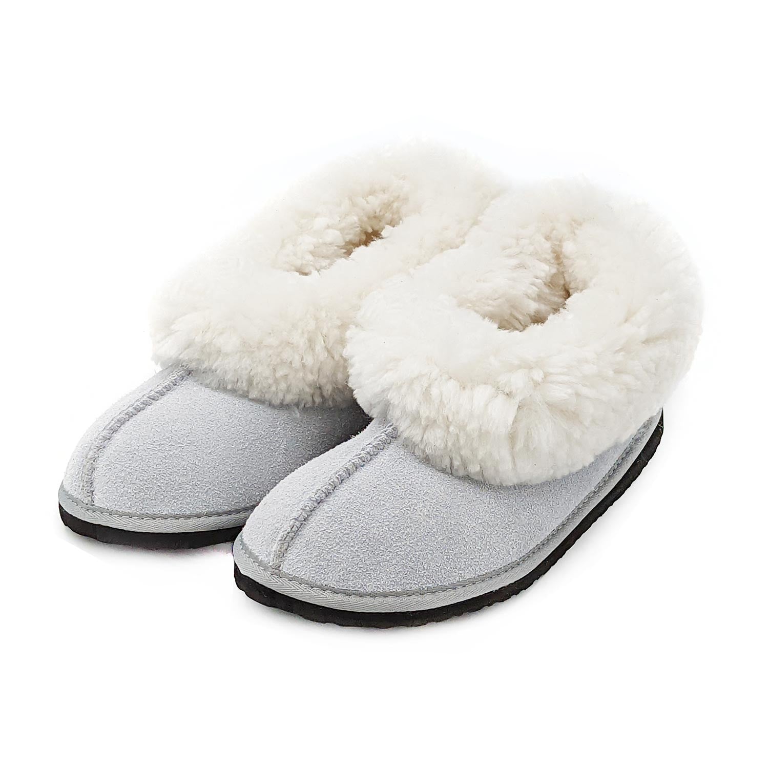 Karu Cosy Grey Sheepskin & Wool Slippers Slippers Karu Slippers 