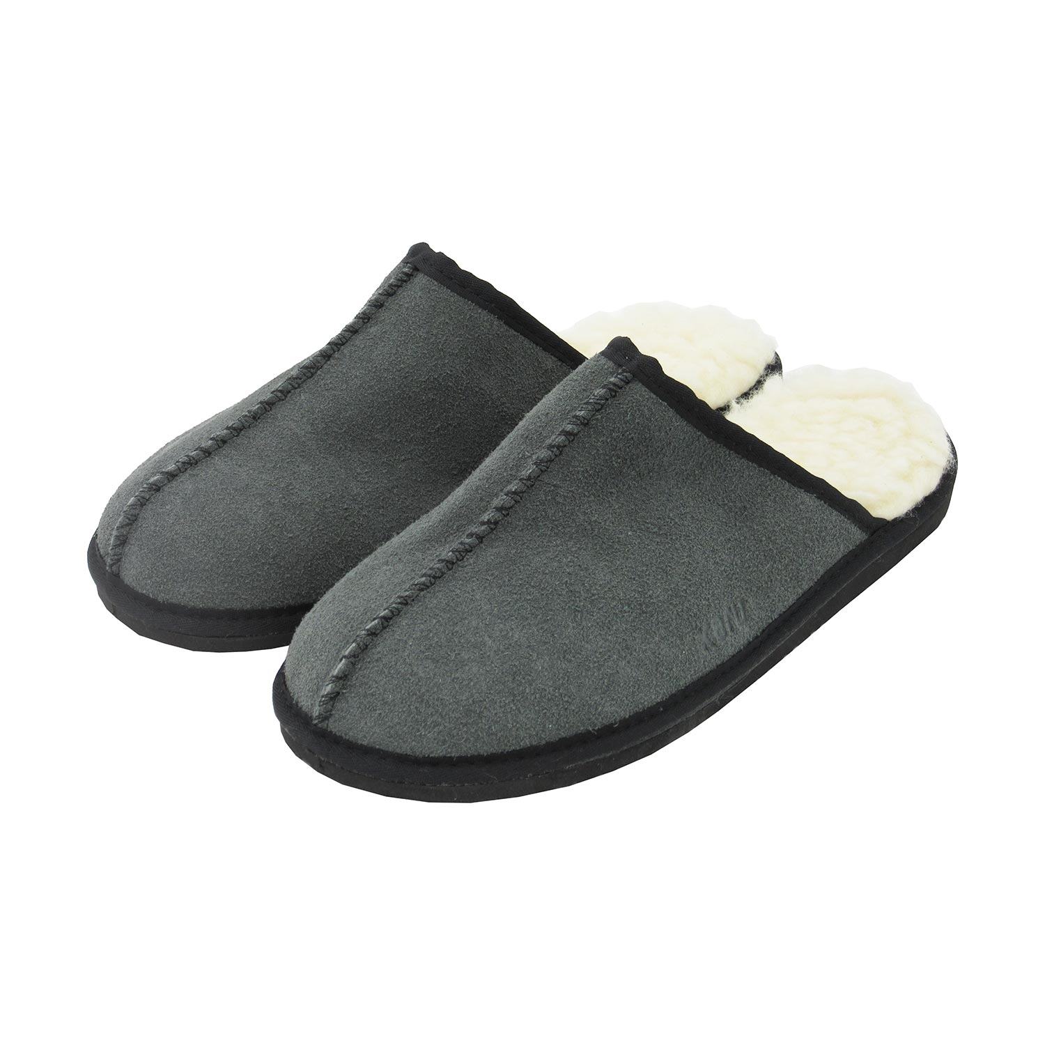 Karu Mule Charcoal Suede & Wool Slippers Slippers Karu Slippers 