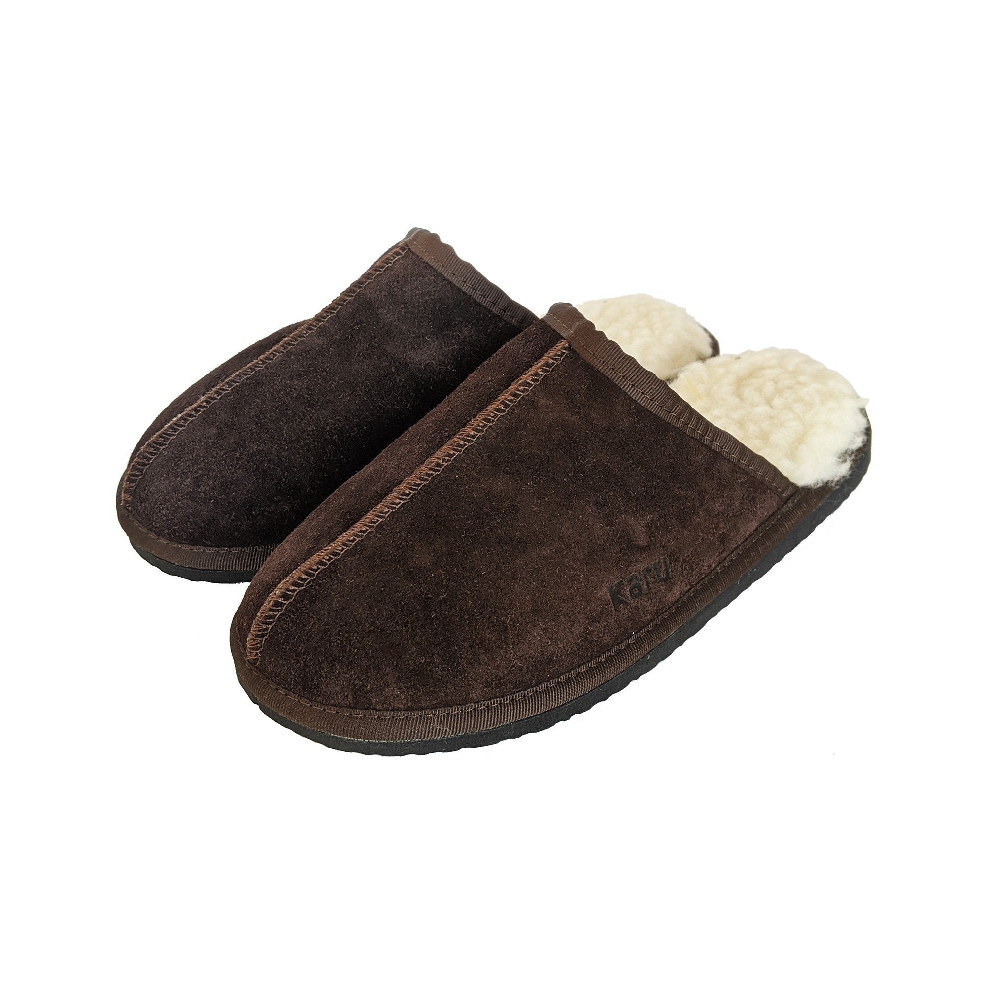 Karu Mule Choc Brown Suede & Wool Slippers Slippers Karu Slippers 