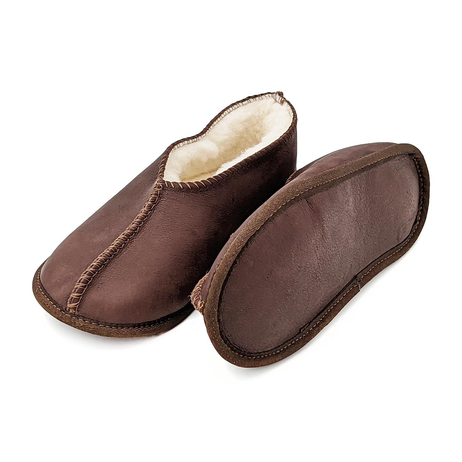 Karu Shloffy Choc Brown Leather & Wool Soft-Sole Slippers Slippers Karu Slippers 