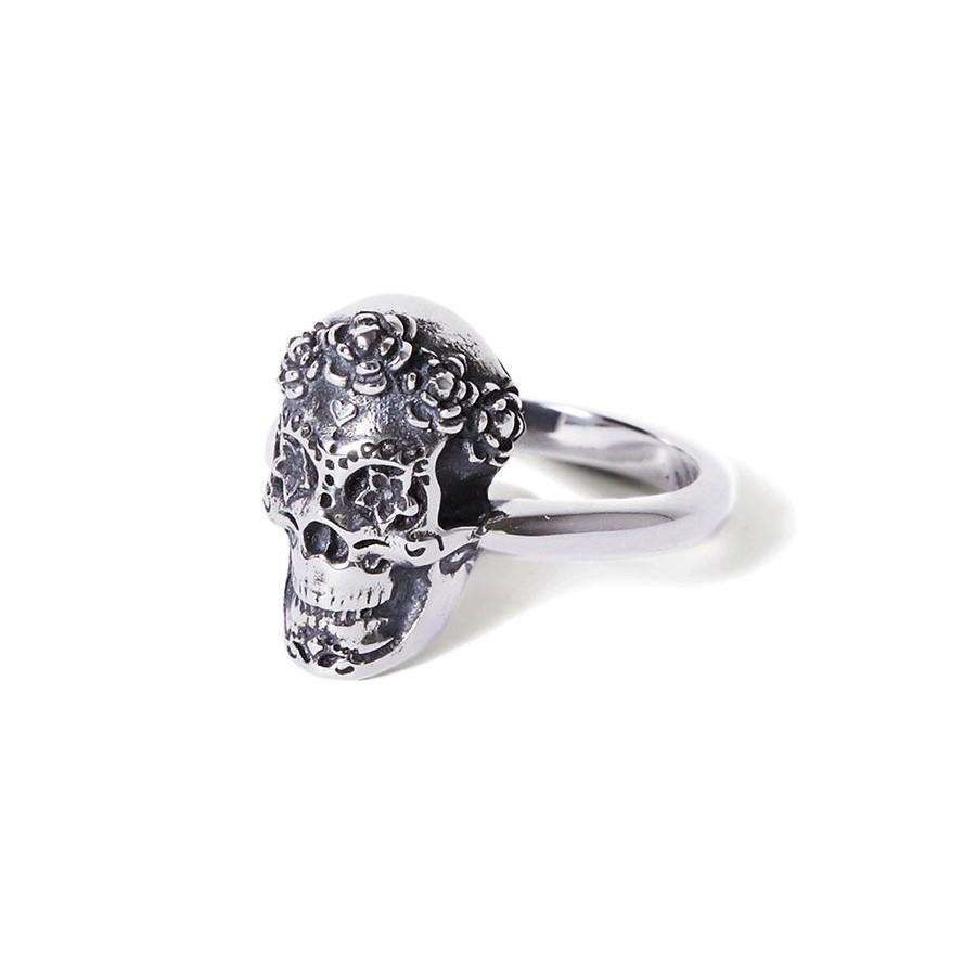 Katmeleon Sugar Skull Sterling Silver Ring Jewellery Katmeleon Jewellery XS (G-I1/2) sterling silver