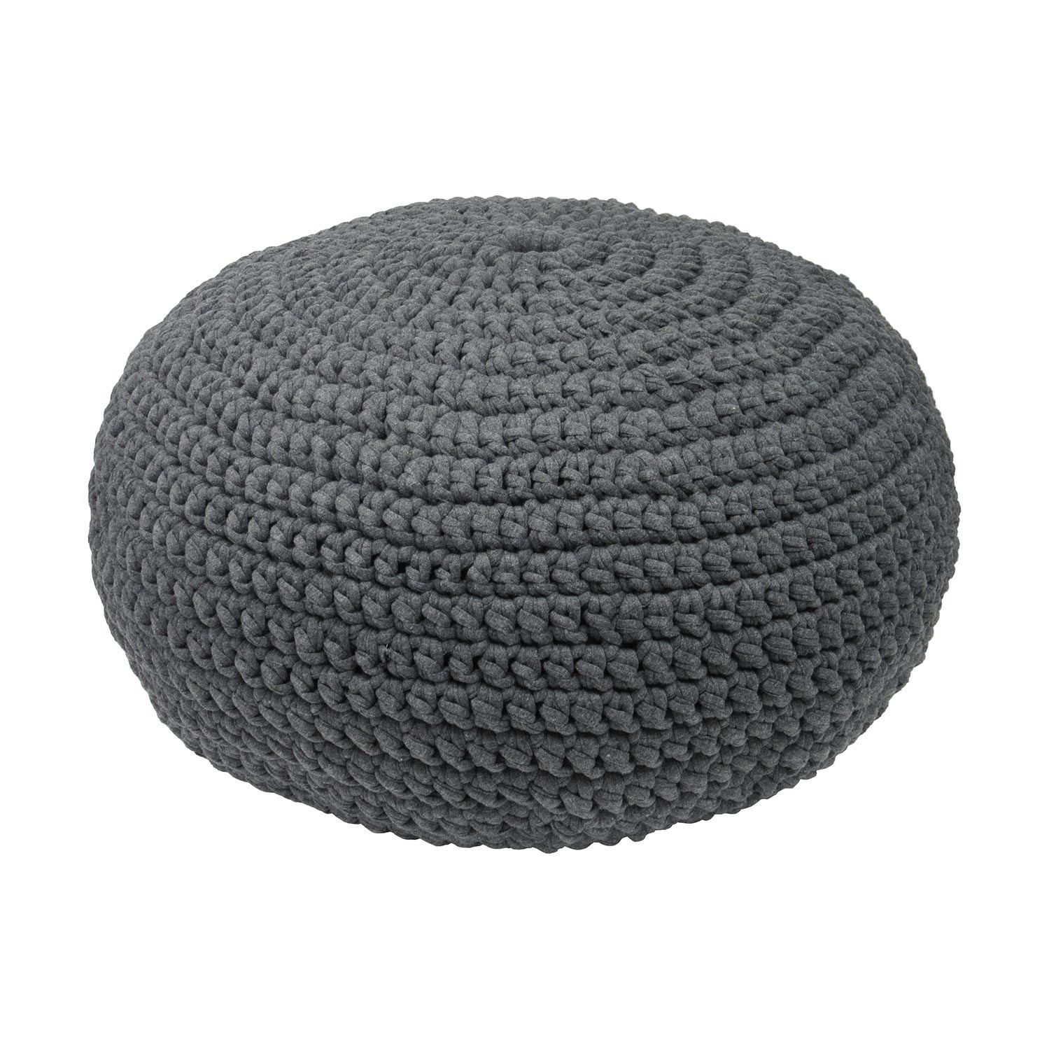 Made by Artisans Charcoal Cotton Crochet Floor Pebble Ottomans & Floor Pebbles Made by Artisans 