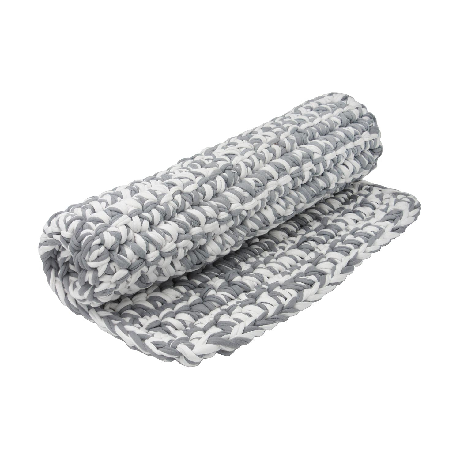 Made by Artisans Grey & White Cotton Crochet Rectangular Mats Rugs & Mats Made by Artisans 