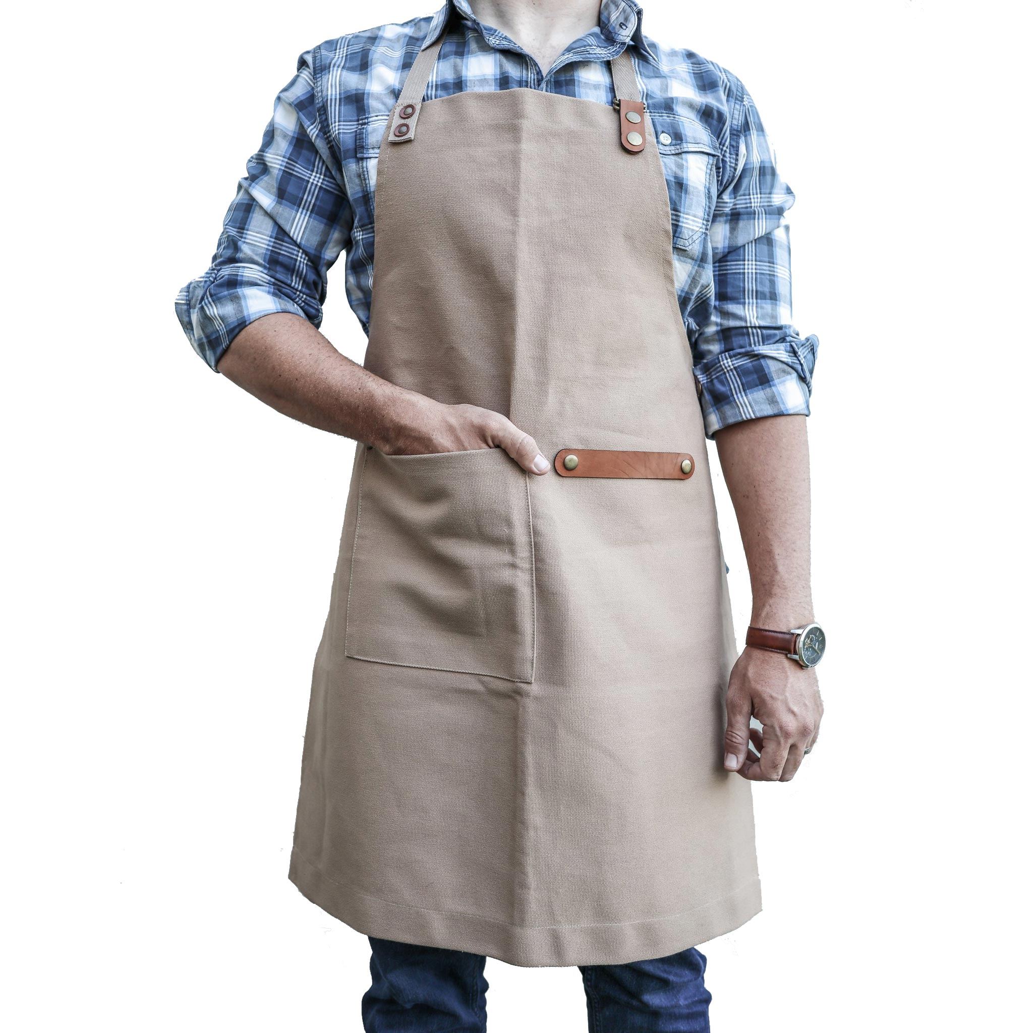 PdJ Cotton Canvas & Leather Aprons Aprons Pieter de Jager Beige