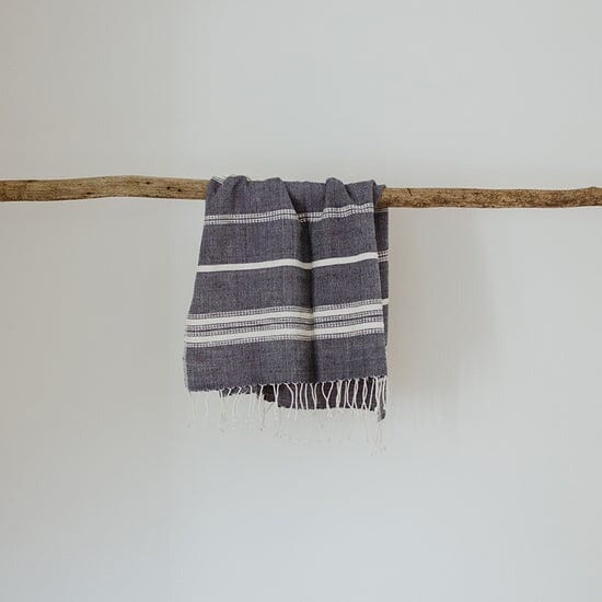 Ecru Adwa Woven Hand Towel - Navy Bathroom Accessories Ecru navy/natural 