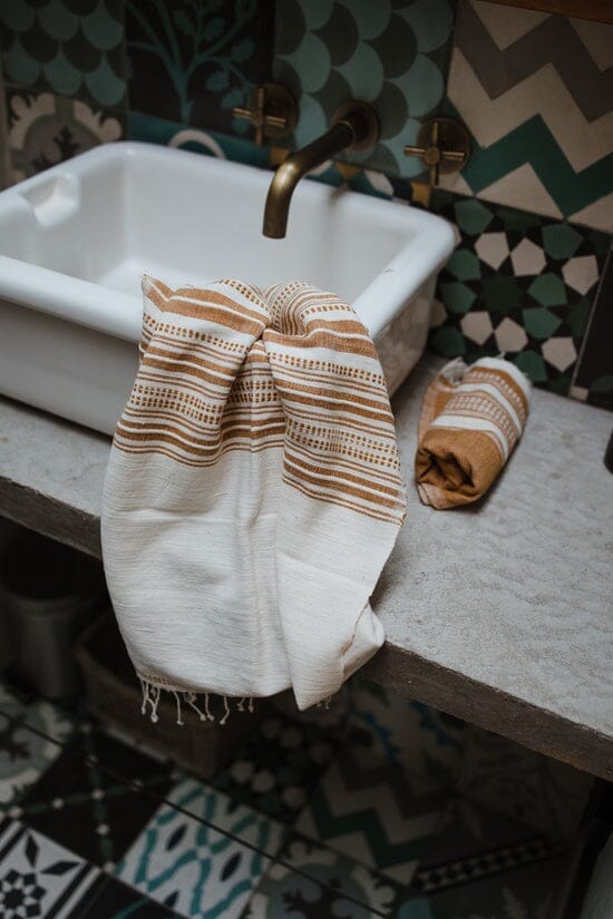 Ecru Adwa Woven Hand Towel - Ochre Bathroom Accessories Ecru 