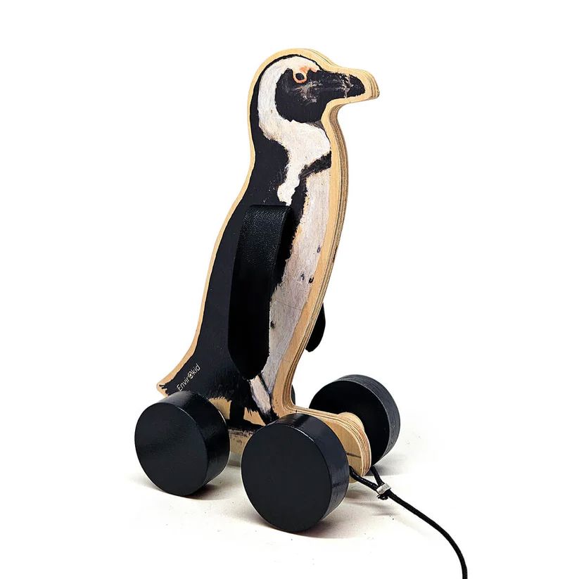 Envirokid Penguin Wooden Pull Toy Toys Envirokid 