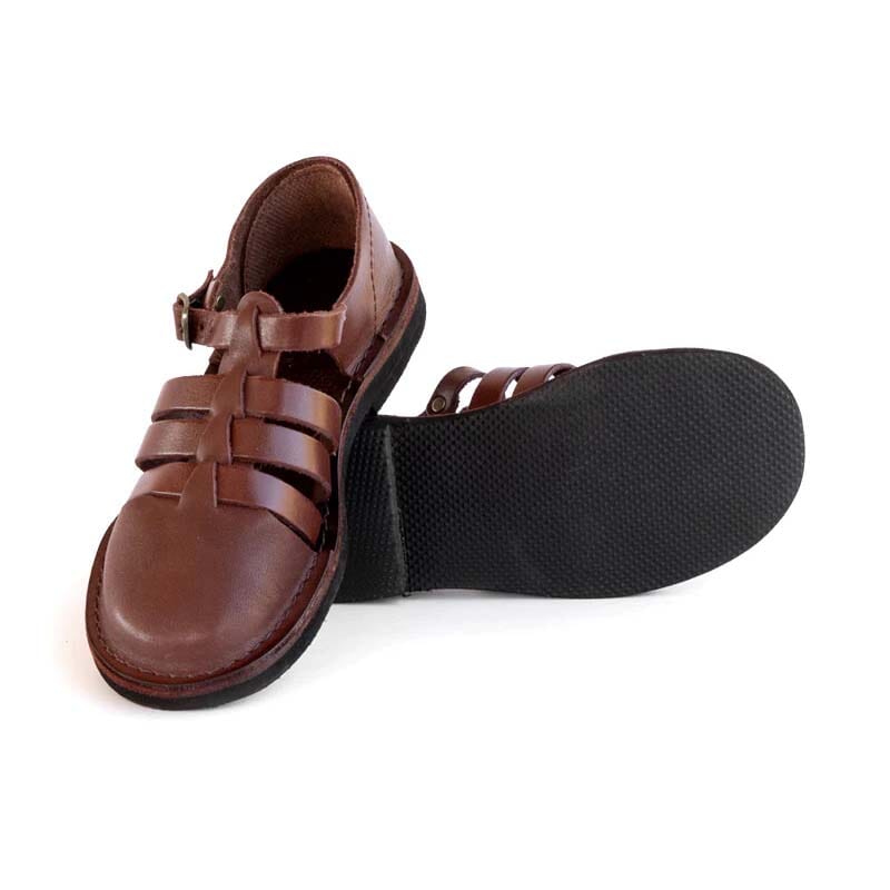 Groundcover Kids Grandpa Leather Sandal - Brown Sandals Groundcover 