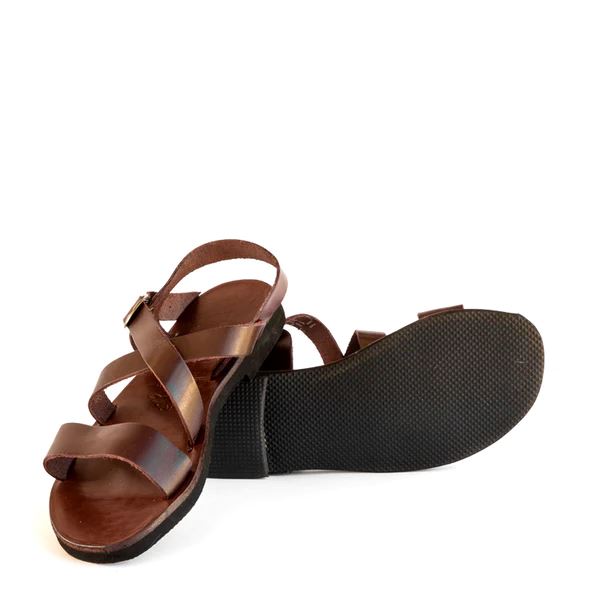 Groundcover Ladies Broad Strap Leather Sandal - Brown Sandals Groundcover 