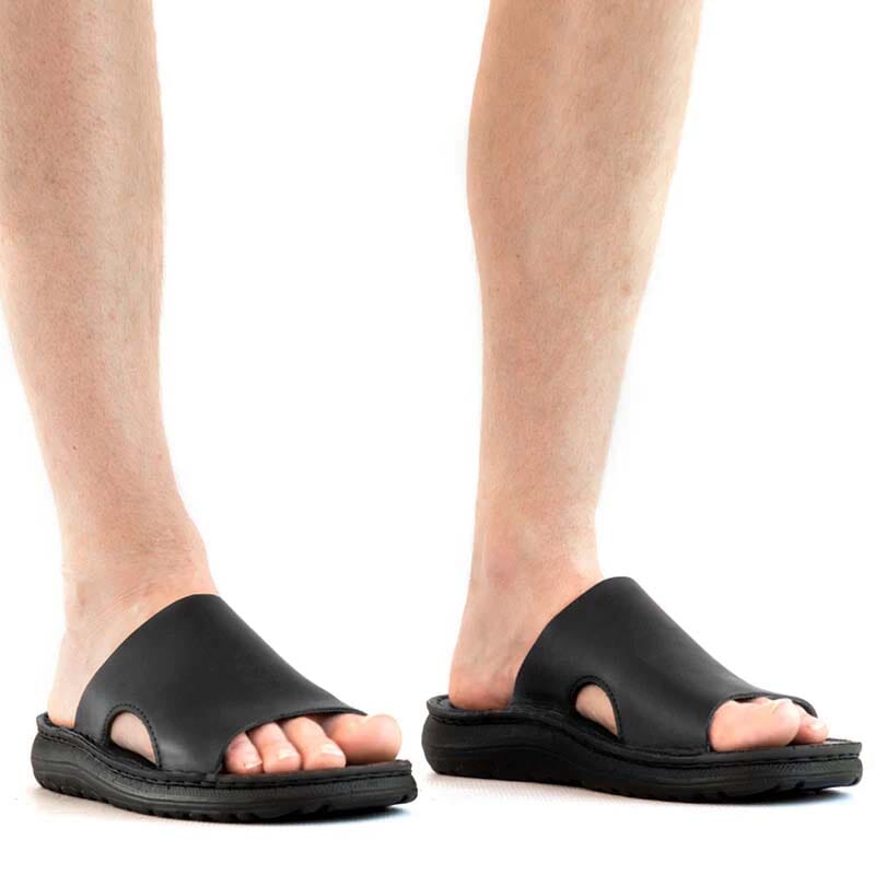 Groundcover Mens Mule Leather Sandal - Black Sandals Groundcover 