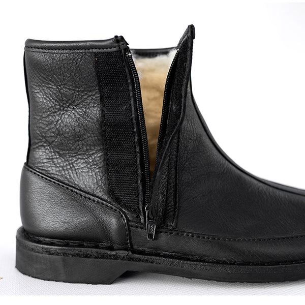 Groundcover Wool Winter Leather Boot - Black Boots Groundcover 