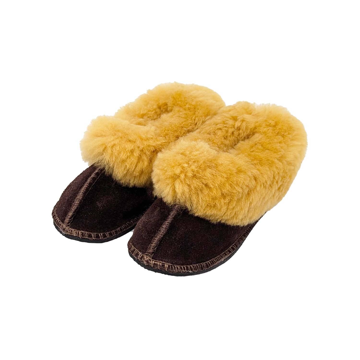 Karu Kids Cosy Sheepskin Slippers - Choc/Gold Slippers Karu Slippers 