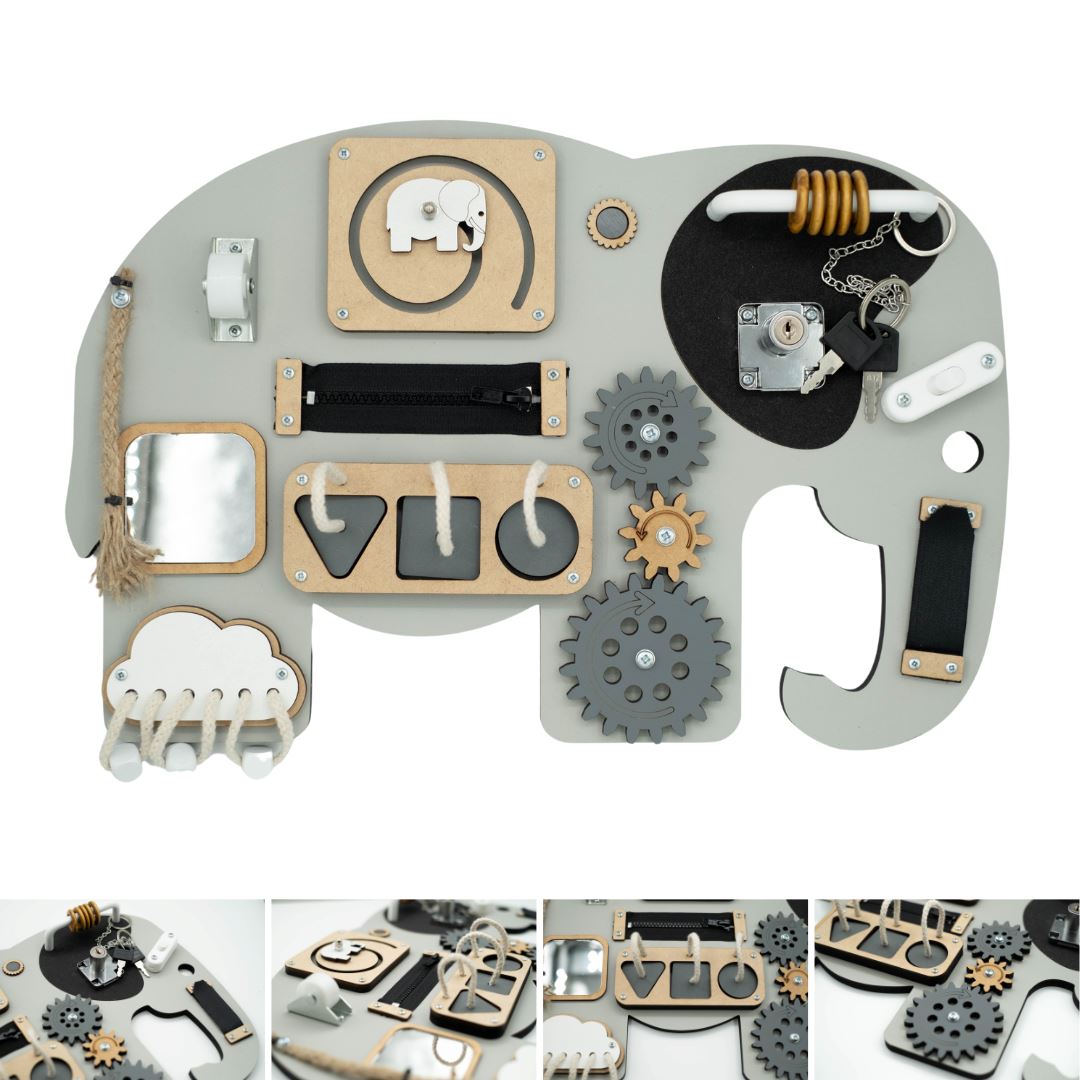 Kiani Small Elephant Activity Board Toys Kiani Originals grey 