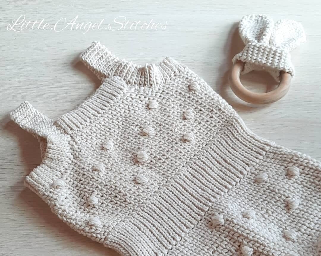 Little Angel Stitches Bobble Crochet Baby Romper Kids Bottoms Little Angel Stitches 